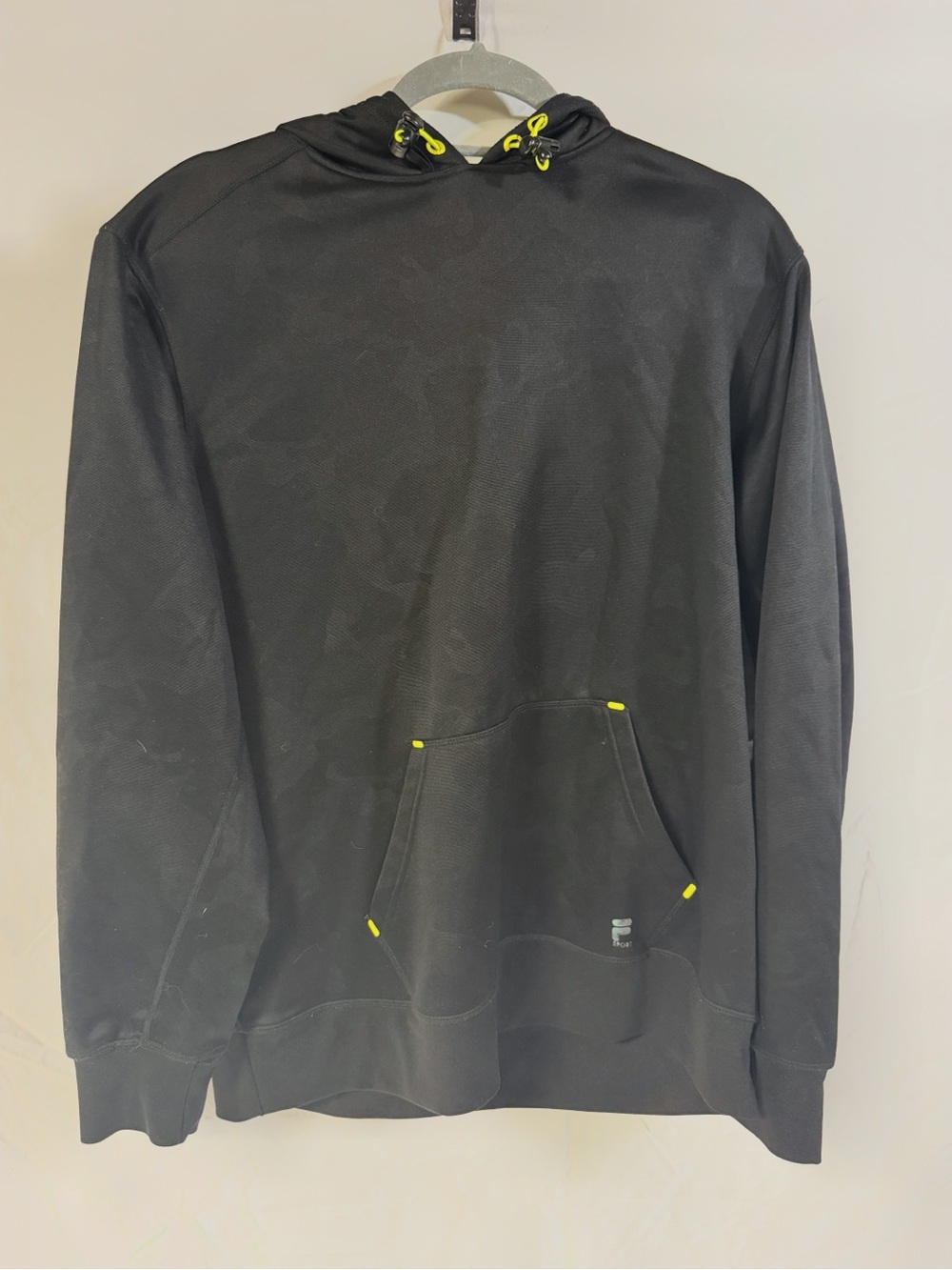Fila Black Hoodie with Neon Yellow Hood Lining
